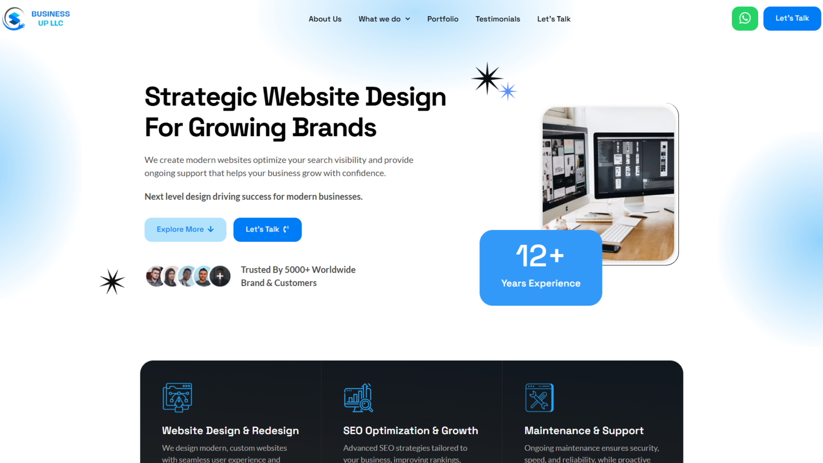 Business Up LLC — Modern Brand Site for an Arizona Web Design Agency