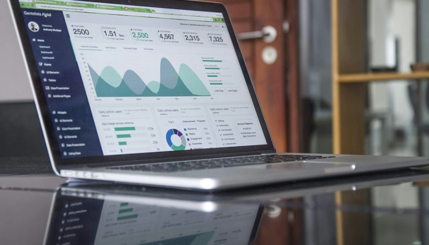 Marketing data dashboard on a laptop screen