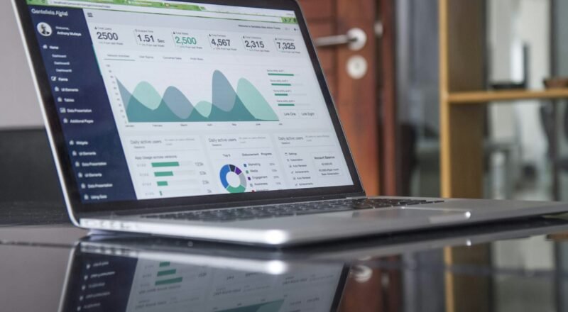 Marketing data dashboard on a laptop screen