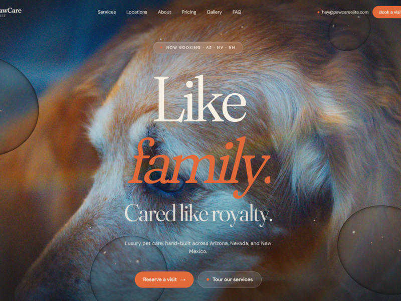 PawCare Elite — Cinematic Web Experience for a Luxury Pet Care Network